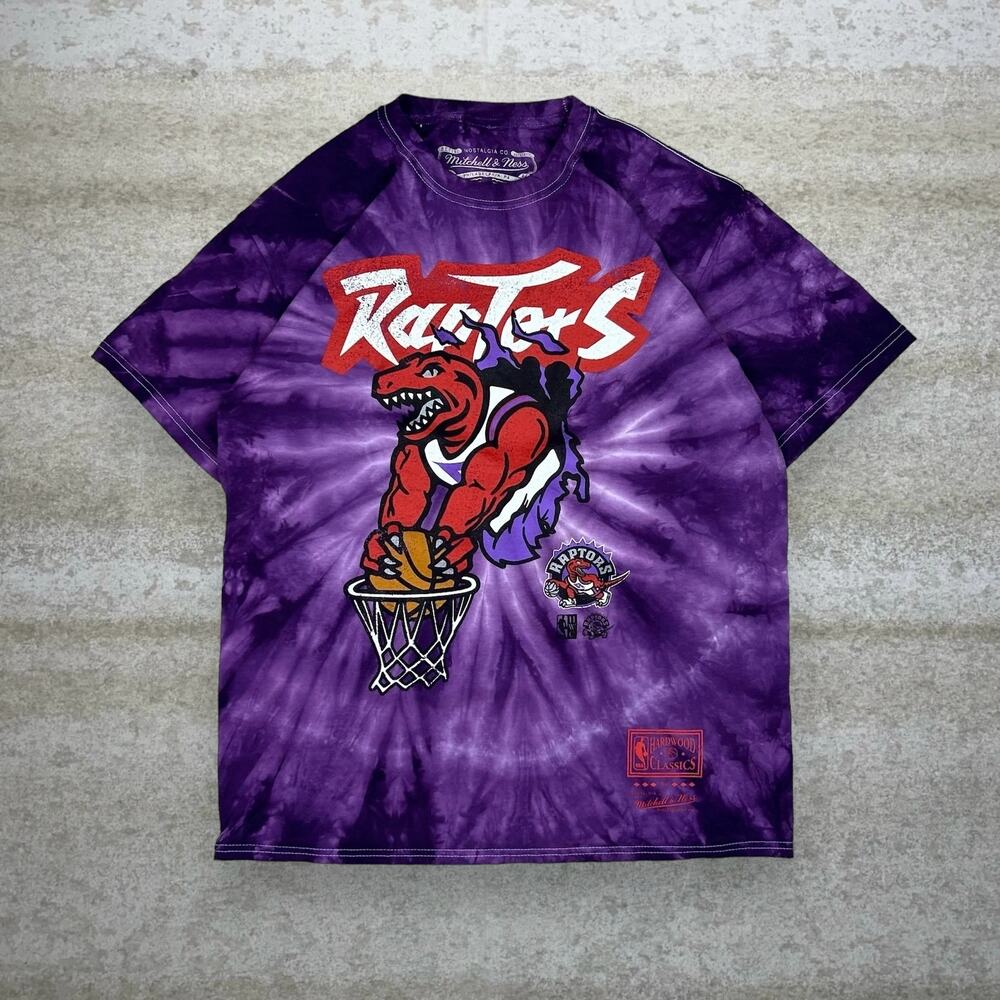 Vintage Y2K Toronto Raptors Shirt Mens L Purple Tie Dye Vintage Short Sleeve